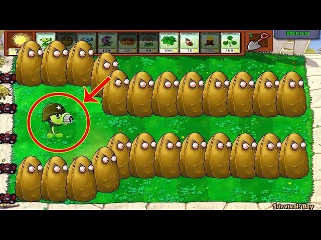 Plants vs Zombies Hack - 1 Gatling Pea vs Tall Nut vs All Zombie PVZ