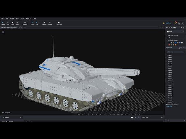 Making LEGO building instructions with Zack Macasaet (video chat) for my Goliath Tank.