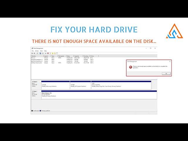 Disk management - There is not enough space available on the disk SOLVED Warning: It will clear HD!