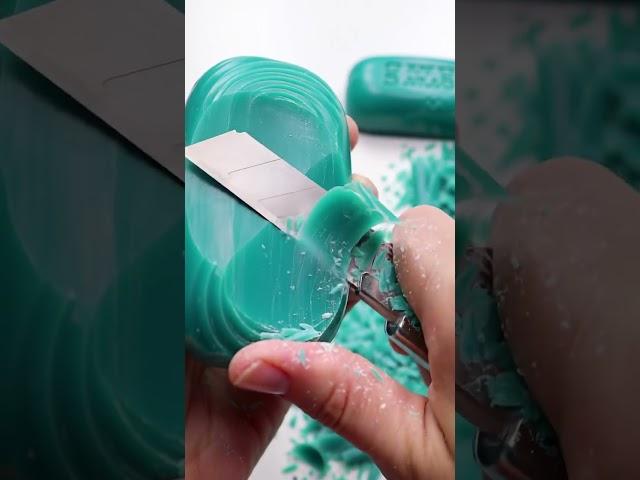Teal Soap Spiral Carving ASMR - Oddly Satisfying Sounds