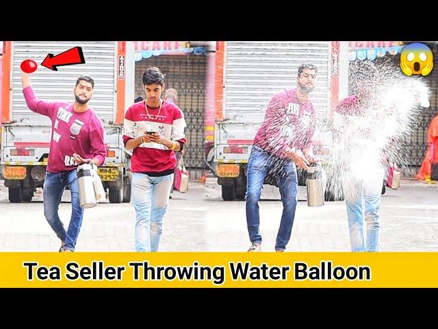 Tea Seller Throwing Water Balloon Prank | Water Balloon Prank | Prakash Peswani Prank |