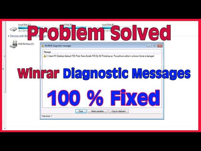 How to Solve winrar diagnostic message for windows 7,10,11 | Winrar Diagnostic Message Fix