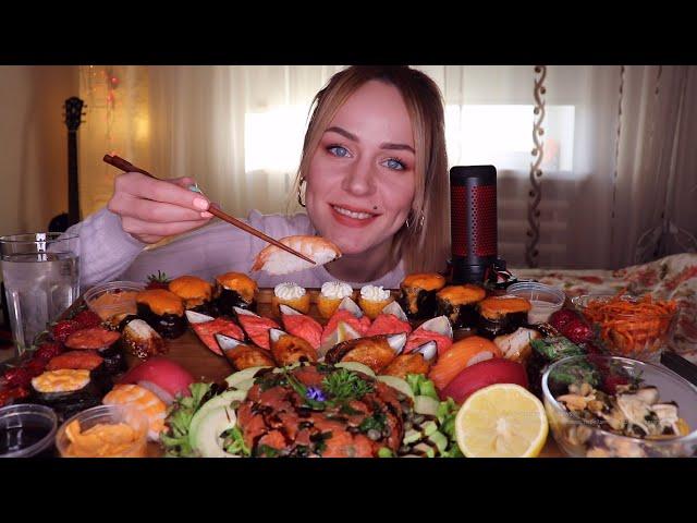 EATING |Гунканы, мидии, тар тар из лосося, суши | Gunkans, mussels, salmon tartar, sushi не MUKBANG