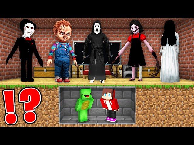 JJ and Mikey HIDE From SCARY SAMARA, CHUCKY, BILLY, GHOSTFACE, AGATHA in Minecraft! - Maizen