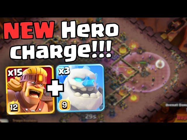 NEW Hero Charge with Ice Golems and Super Barbs has CRAZY overkill | Clash of Clans