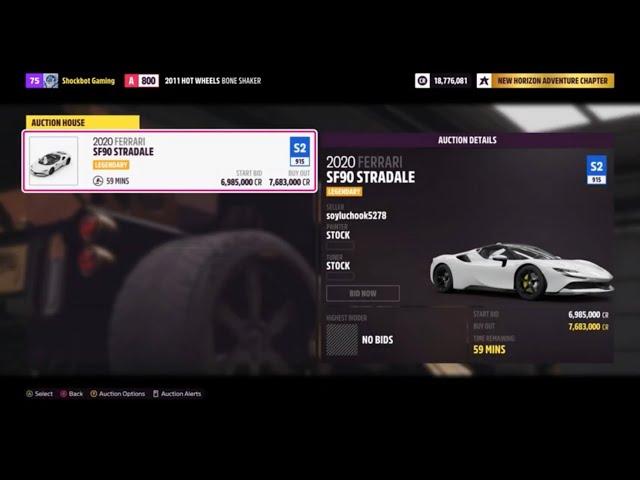 Forza Horizon 5 Auction Sniping Ferrari SF90 Stradale!!