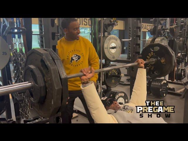 Watch What Happens When Coach Prime Challenges Bucky & Sam On The Bench Press!