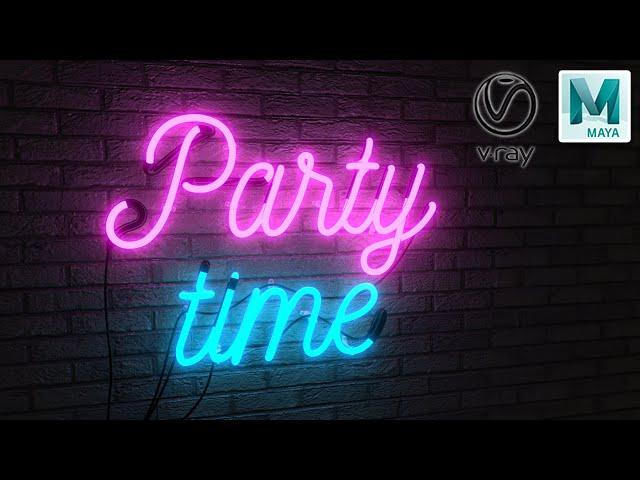 Maya + Vray 5 | Create Neon Light using VRay Mesh Light and Bloom Glare effect in VFB "Lens effects"