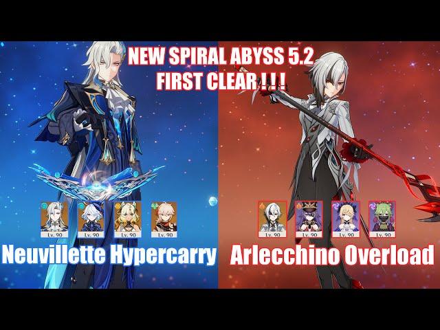 C1 Neuvillette Hypercarry & C0 Arlecchino Overload | NEW Spiral Abyss 5.2 | Genshin Impact