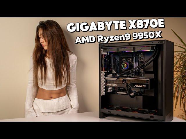 Perfect build! Black PC Building Ryzen9 9950x+ GIGABYTE X870E AORUS MASTER