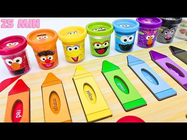 Learn Colors Numbers and Shapes with sesame street playdoh | Learning Video for Toddlers Compilation