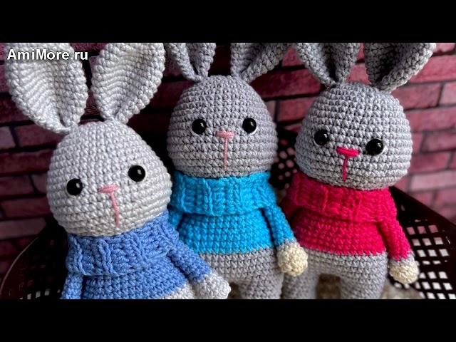 Амигуруми: схема Зайчик в свитере. Игрушки вязаные крючком - Free crochet patterns.