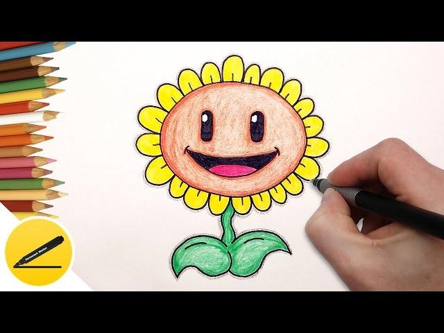 How to Draw a Sunflower (Plants vs. Zombies) step by step  Draw a Sunflower