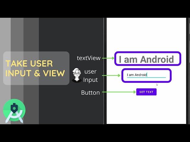 How to get user input/text in Android Studio? | set text into textView | Android Studio