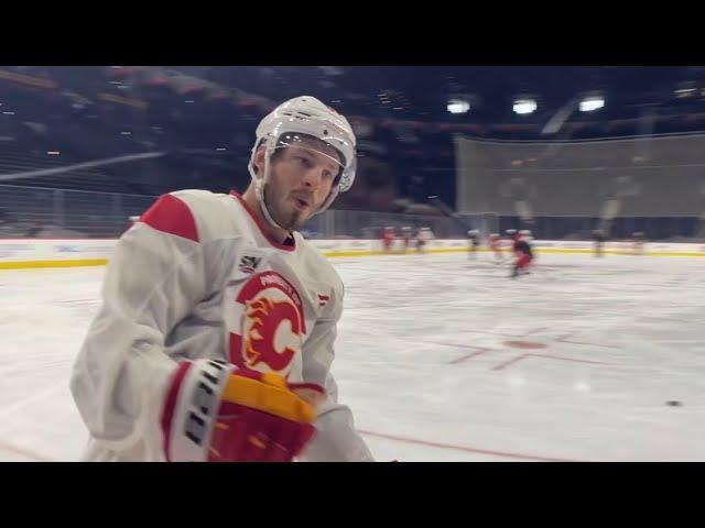 Joel Farabee and Morgan Frost back in Philadelphia | Calgary Flames Practice Clips - 3/4/25