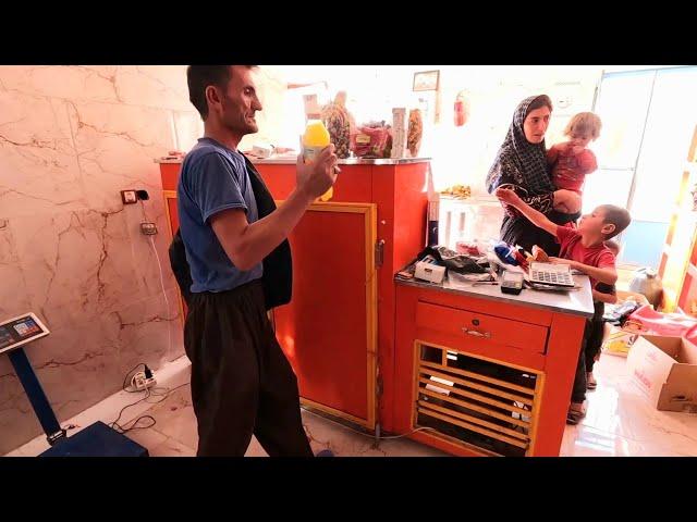 "Zahra and Her Kids Return Home and Buy Snacks from the Village Shop"