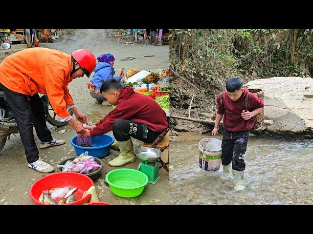 The orphan boy was happy when he earned money by selling stream snails.