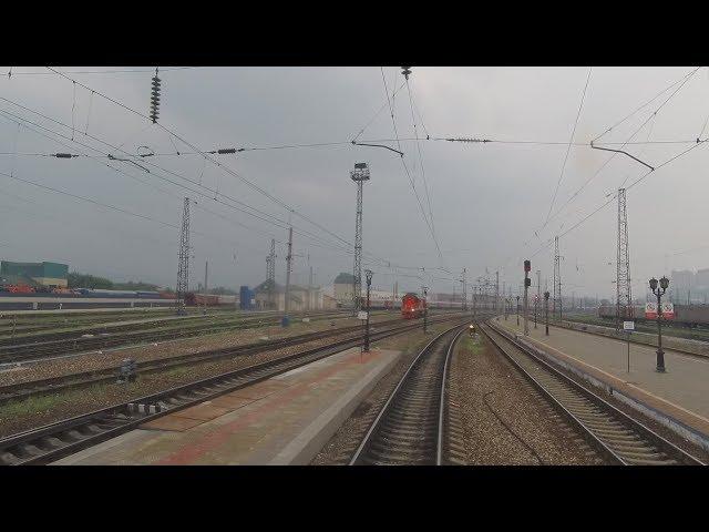 Cab View Train Russia. Train ride in Siberia.