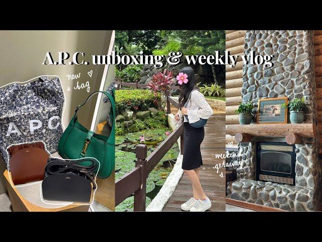 a.p.c. unboxing, what’s in my bag, toni pons shoes, tagaytay getaway  weekly vlog  ph