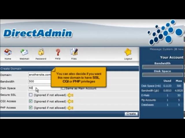 Adding domains with DirectAdmin