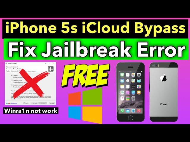 iPhone 5s Jailbreak error fix Windows | iCloud Bypass by iFRPFILE Free Tool |