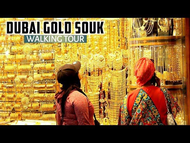 [4K] A Walking Tour of the DUBAI GOLD SOUK 2021