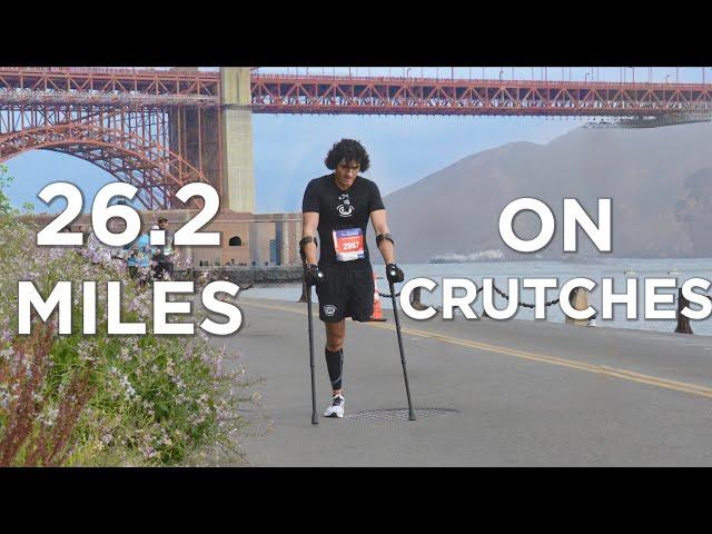 RUNNING A MARATHON ON CRUTCHES WITH NO TRAINING??