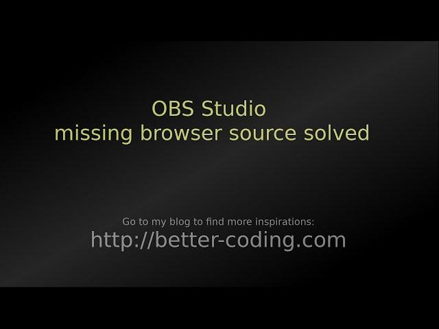 [SOLVED] OBS Studio – missing browser source in Ubuntu Linux