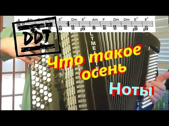 ДДТ - Что такое осень - на баяне - кавер, разбор, ноты