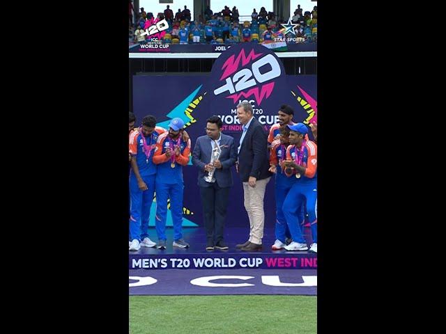 #RohitSharma & Co. lift the ICC Men's T20 World Cup 2024 Trophy