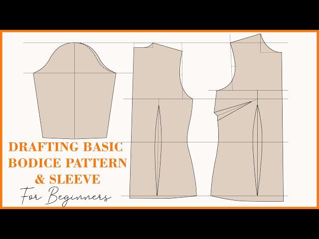 How To Draft Basic Bodice Pattern With Darts For BEGINNERS | Sleeve Drafting Tutorial