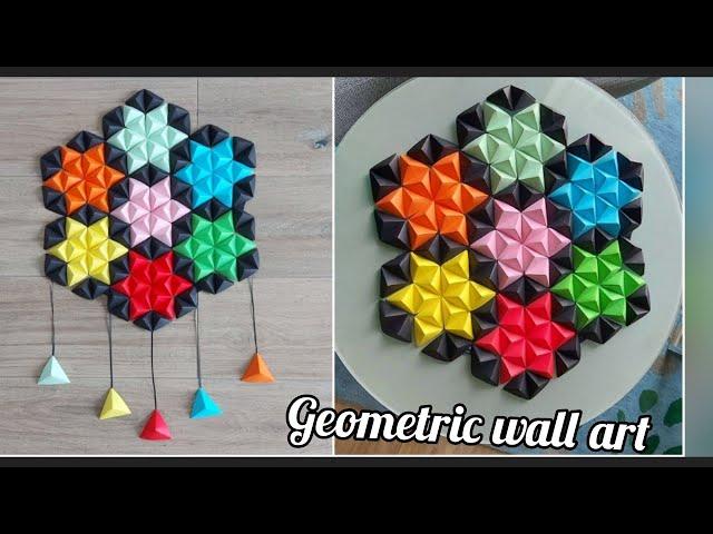 Geometric paper wall hanging/Geometric paper hexagon wall art/Paper crafts