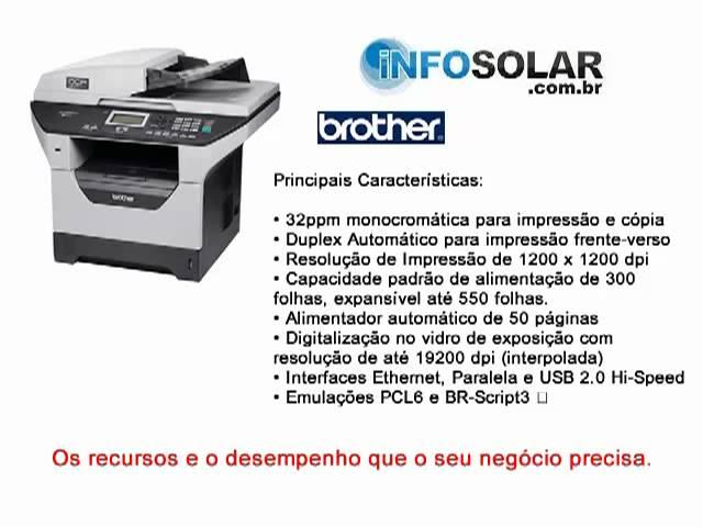 Infosolar: Multifuncional Brother DCP-8080DN (Duplex e Rede) - R$ 1.832,00