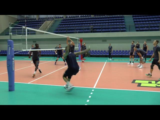 Volleyball. Attack hit.  Training. Russia. Team Zenit St. Petersburg