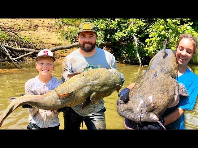 Noodling Creek Monsters in a Tiny Creek!