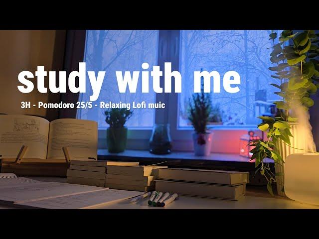 3-HOUR STUDY WITH ME / Pomodoro 25-5 / Relaxing Lofi 