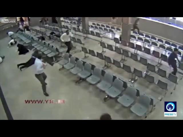 CCTV footage of the moment ISIS terrorists storm visitors' hall of Iran's parliament