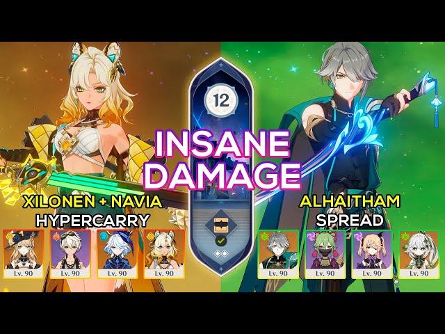 C0 Xilonen + C0 Navia Hypercarry & C0 Alhaitham Spread | Spiral Abyss 5.1 | Genshin Impact