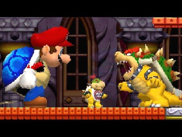 New Super Mario Bros DS - Giant Blue Shell Mario vs Final Boss