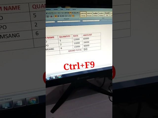 how table calculation in Ms word #mswordtricks #computertricks #shortvideo #newshorts #viralvideo