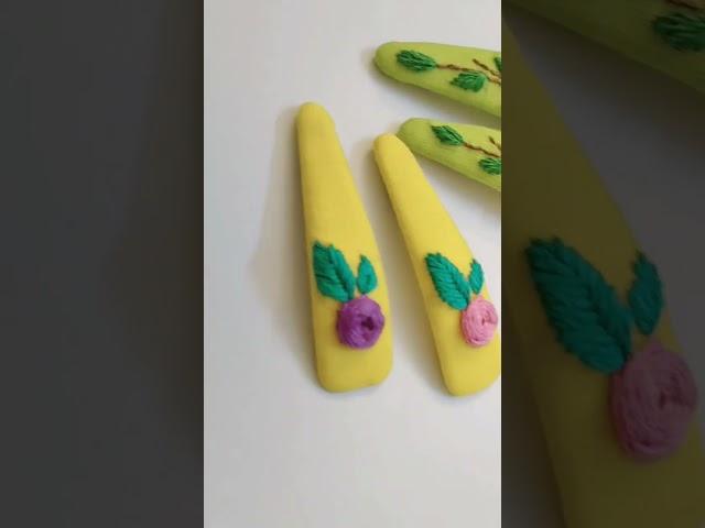 diy embroidered hair clips. Hair accessories for girls #hairaccessories #hairclip #hoopembroidery
