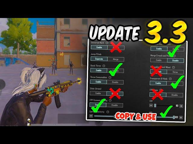 New Update 3.3 Best Settings & Sensitivity to Improve Headshots and Hip-Fire  | PUBG MOBILE / BGMI