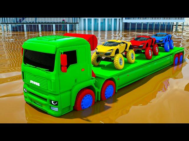 Long Kamaz, Big Kamaz, Crane, Sport Car, JCB - monster truck assembly