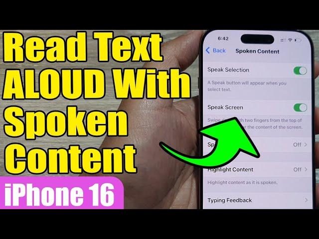 iPhone 16/16 Pro Max: How to Read Text ALOUD With Spoken Content