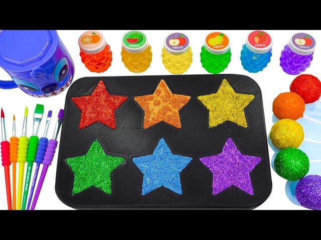 Satisfying Video l How To Make Rainbow Glitter Lollipop Candy Stars From M&M's Candy Cutting ASMR