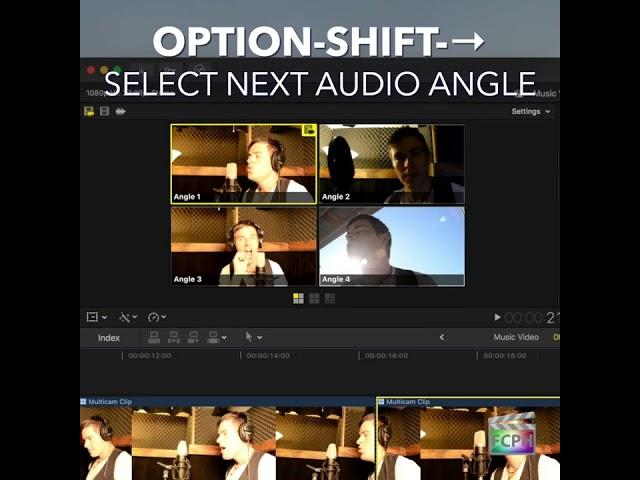 Final Cut Pro Shortcut | Option-Shift-Right Arrow | Select Next Audio Angle