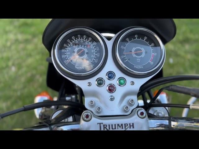 2007 Triumph Bonneville 900 with Cozy sidecar. Walk around, test drive, exhaust, peashooter mufflers