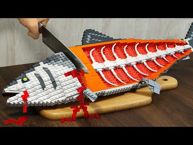 UNEXPECTED and ACCIDENTIAL Catch LEGO Salmon on Magic Paper  Stop Motion Cooking ASMR Satisfying