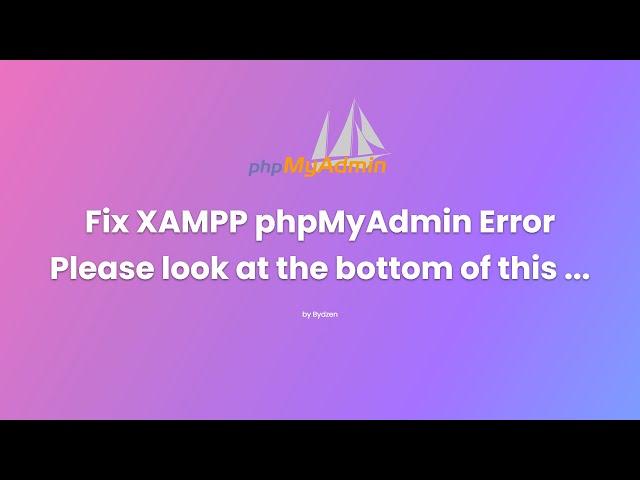 Fix XAMPP phpMyAdmin Error "Some errors have been detected on the server! Please look ..."