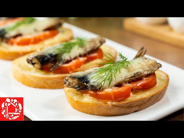 Sandwiches that always help out! Sandwiches with sprats in the oven